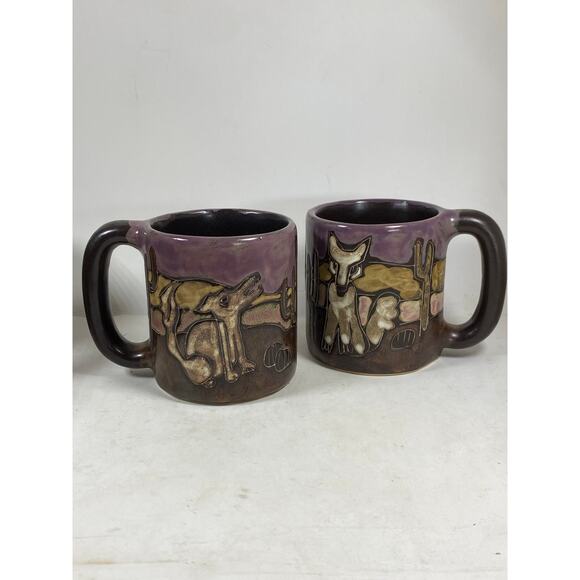 Mara Stoneware Coyote Desert Cactus Mug Set 16oz - Picture 1 of 10